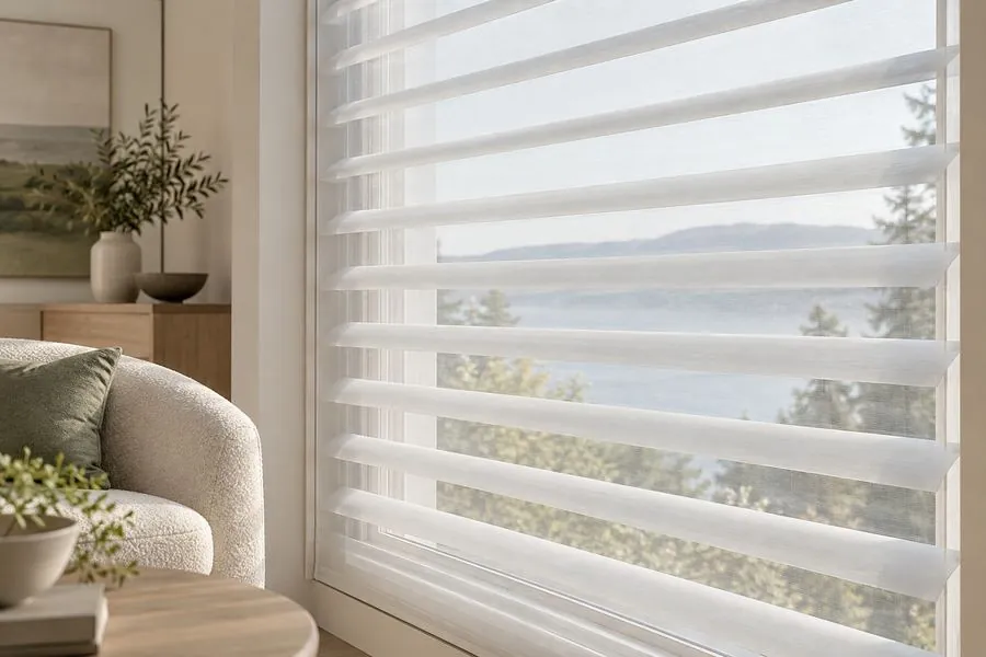 Close-up of silhouette shades with soft fabric vanes